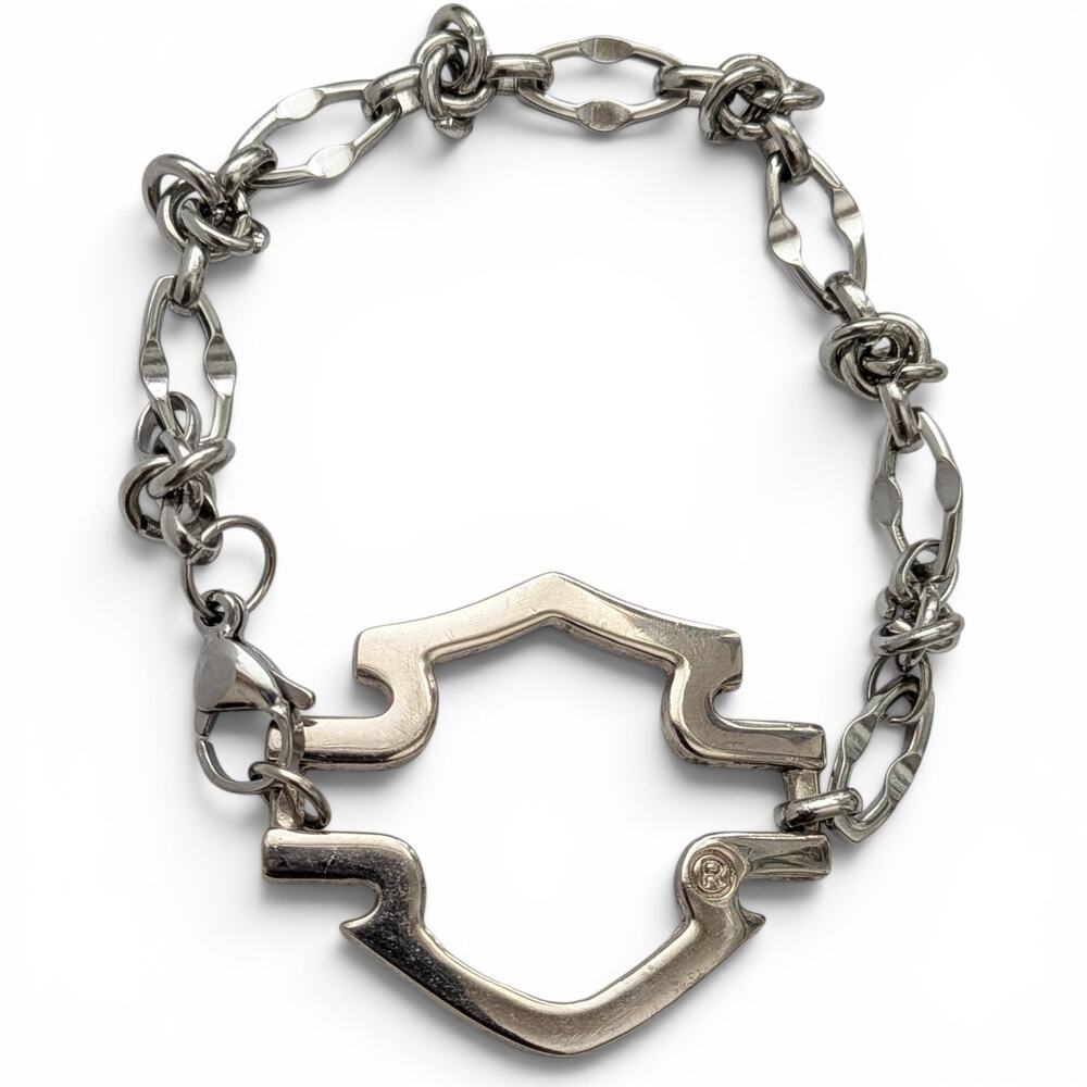 HARLEY DAVIDSON MOTORCYCLES Bar & Shield Charm Bracelet Stainless Steel Chain